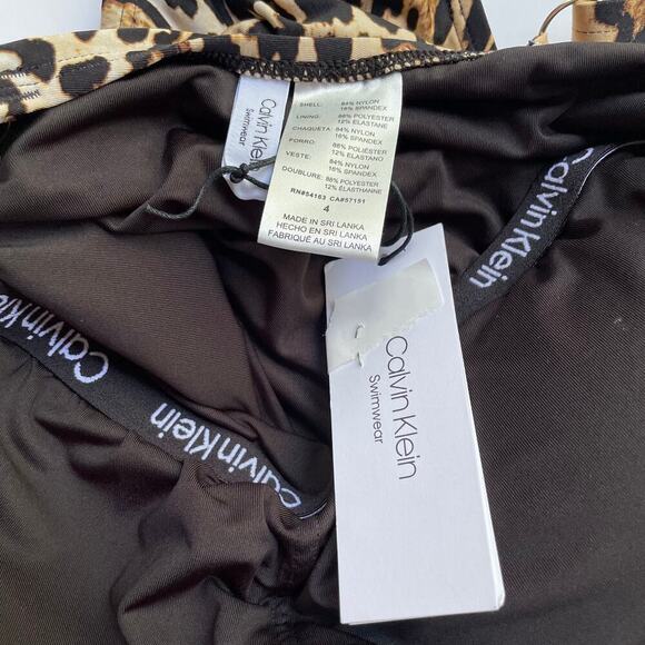 Calvin Klein One Piece Swimsuit Leopard Print Size 4 NEW - Picture 8 of 8